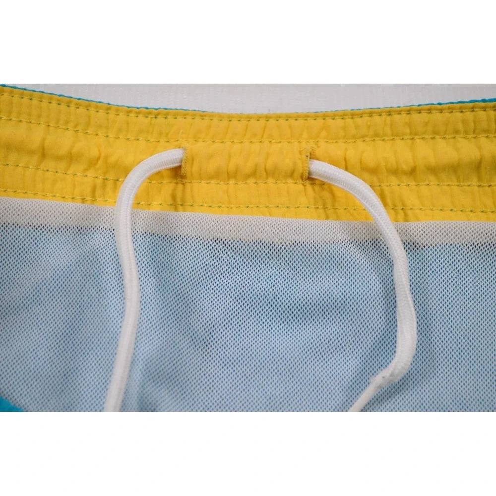 Polo Ralph Lauren Blue Swim Trunks Mens L Mesh Brief Drawstring‎ Yellow Pony